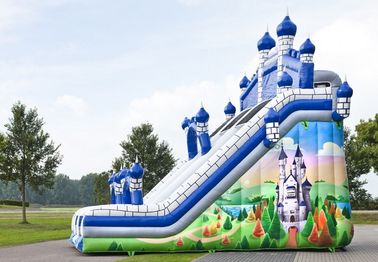 파란 성곽 상승 벽을 가진 큰 Comelot 점프 및 활주 Inflatables