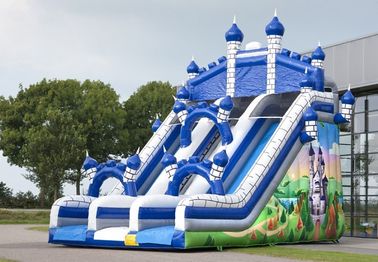 파란 성곽 상승 벽을 가진 큰 Comelot 점프 및 활주 Inflatables