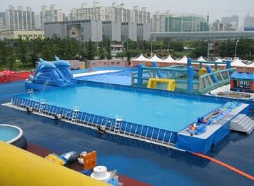 튼튼한 뒤뜰 지상 금속 구조 수영장 파란 팽창식 수영풀 0.9 PVC 방수포
