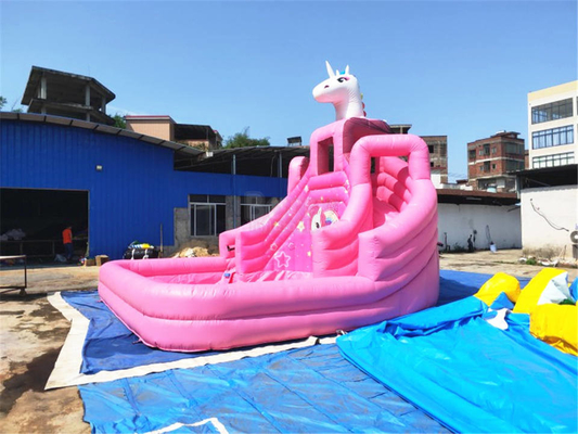 수영장 슬라이드와 컴메리카들 부풀게할 수 있는 그라운드 워터 공원 모바일 핑크색 공주 경비원