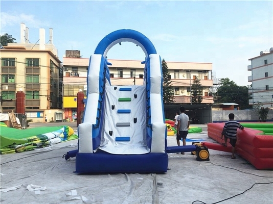 임대를 위한 수영장과 0.55 밀리미터 PVC 파란색 파도 부풀게할 수 있는 물 등산 슬라이드