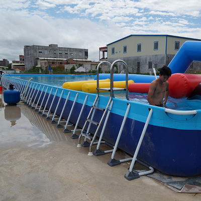 지상 팽창식 수영풀 옥외의 위 0.9mm 방수포 금속 구조 이동할 수 있는 수영풀