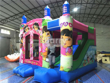 디지털 방식으로 인쇄를 가진 분홍색 Large Dora Inflatable Bounce 공주 집 광고 방송