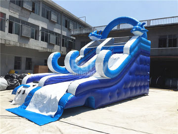 PVC 물자/파열 상승 벽을 가진 파란 작은 팽창식 돌고래 활주