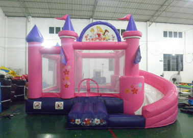 bouncy Castle With 0.55mm 플라토 PVC 방수포 분홍색 공주 물 미끄럼