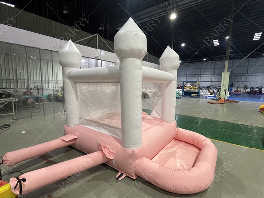 3.3x3m 하얀색과 분홍색 아름다운 펌플 웨딩 배저 슬라이드 콤보 점프 캐슬 슬라이드