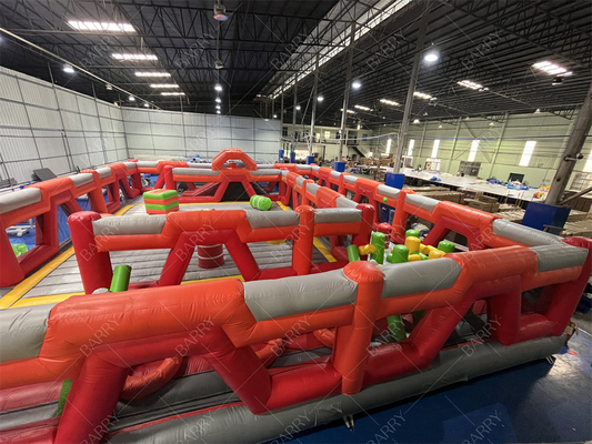 레드 트램폴린 공원 Fun City Inflatable Theme Park Amusement Park 큰 성인용 inflatable 반짝이는 집