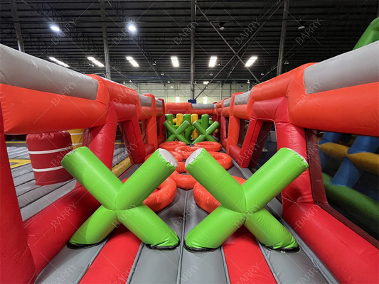 레드 트램폴린 공원 Fun City Inflatable Theme Park Amusement Park 큰 성인용 inflatable 반짝이는 집