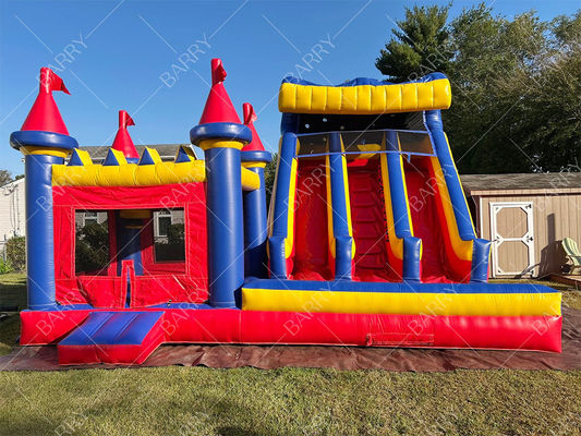 0.55mm PVC Tarpaulin Inflatable Bounce House With Slide Custom Logo