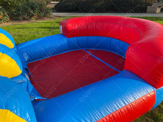 수영장과 함께 무지개 테마의 펌플 수면 슬라이드, 야외 어린이 볼 핏과 함께 다채로운 물놀이 장비