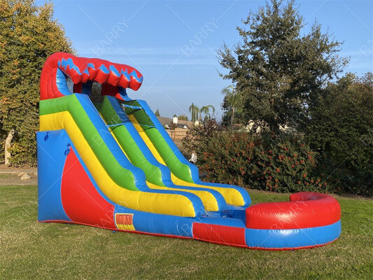 수영장과 함께 무지개 테마의 펌플 수면 슬라이드, 야외 어린이 볼 핏과 함께 다채로운 물놀이 장비