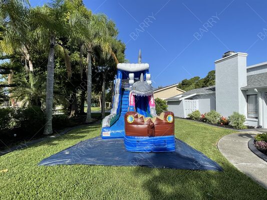 상어 테마 두께 PVC 풍선 워터파크 수영장 슬라이드 워터 풀 어린이용