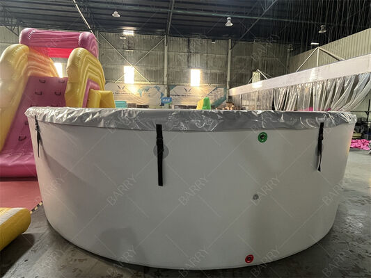 カバー付きラウンドインフレータブルコールドプラングループール ドロップステッチ素材 プールカバー付き