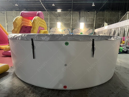 カバー付きラウンドインフレータブルコールドプラングループール ドロップステッチ素材 プールカバー付き