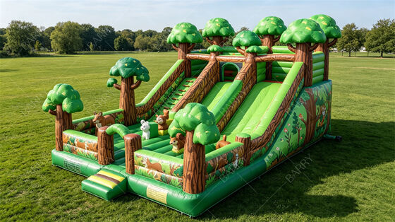 Commercial Forest Animal Inflatable Obstacle Course with Slides | 키즈 파티 콤보