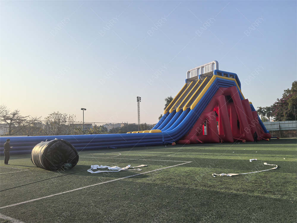상업용 등급 65x18x15m 빨간색 커스텀 어드벤처 성인용 거대 부풀이 물 슬라이드