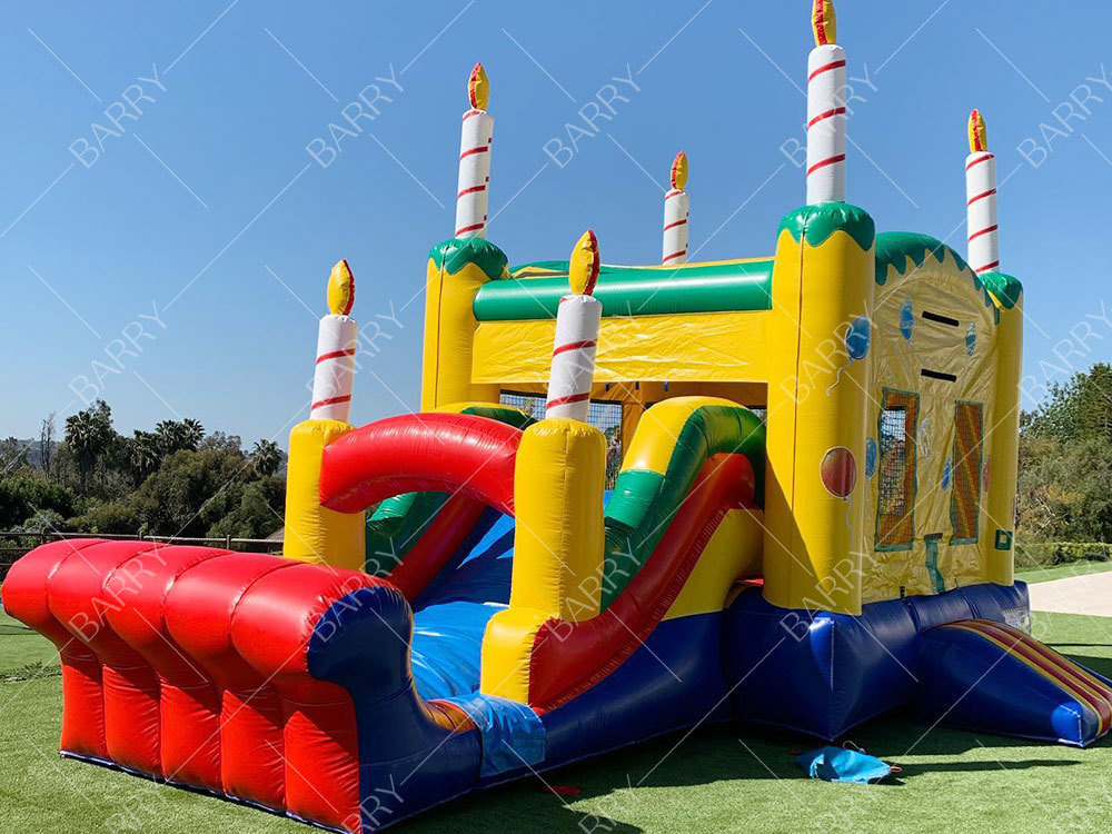 Commercial Cheap Birthday Cake Moonwalk Inflatable Combo Slide Jumping Castle Kids Bounce House for Party