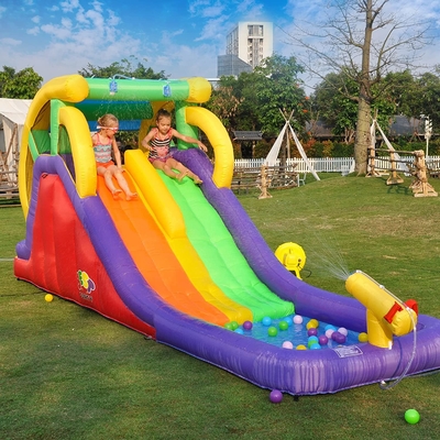 아이들을 위한 수영장 듀얼 레인과 만화 0.55 밀리미터 PVC 16 Ft 부풀게할 수 있는 워터 슬라이드