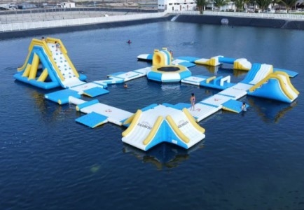방수 펌플 수면 슬라이드 공원 Blow Up Water Park BS7837