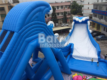 수영장 CE/UL 송풍기를 가진 파란 파 36 * 20 * 15m 거대한 팽창식 물 미끄럼