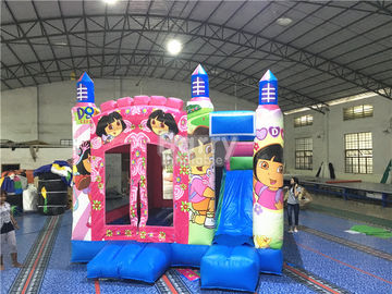 디지털 방식으로 인쇄를 가진 분홍색 Large Dora Inflatable Bounce 공주 집 광고 방송