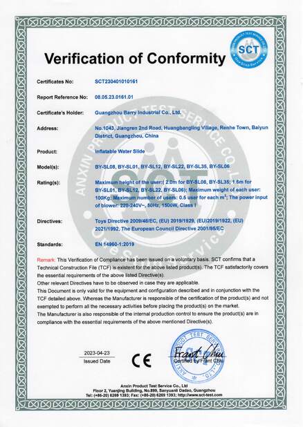 중국 Guangzhou Barry Industrial Co., Ltd 인증