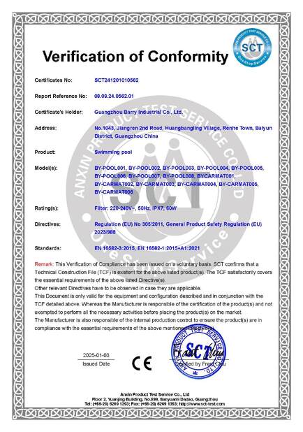중국 Guangzhou Barry Industrial Co., Ltd 인증