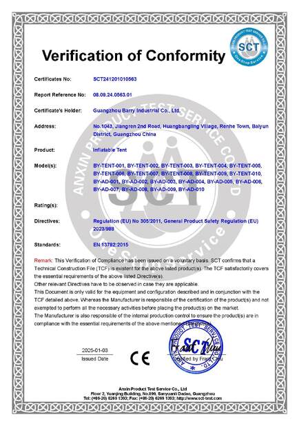 중국 Guangzhou Barry Industrial Co., Ltd 인증