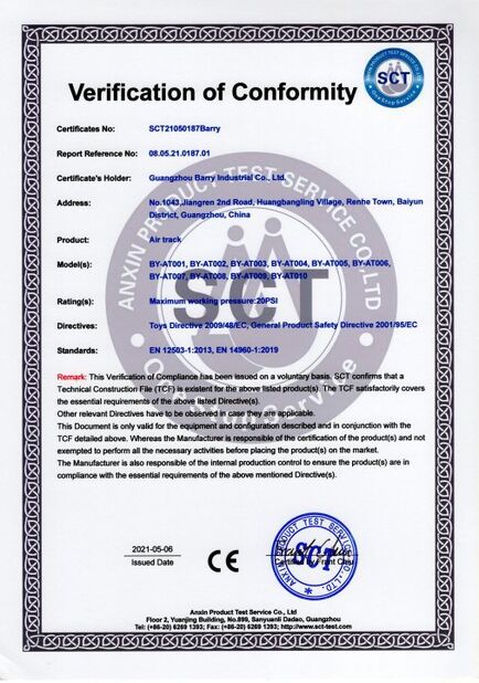 중국 Guangzhou Barry Industrial Co., Ltd 인증